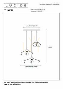 Lampă suspendată Lucide YUNKAI din hârtie împletită, natur și negru, 3×E27, 60 cm 10413/03/72 small 8