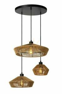 Lampă suspendată Lucide YUNKAI din hârtie împletită, natur și negru, 3×E27, 60 cm 10413/03/72 small 0
