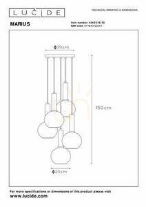 Pendul Lucide Marius negru metal 5xE27 Ø55 cm 45402/15/30 small 6