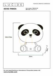 Lampă de masă copii Lucide DODO Panda LED negru/alb 71593/03/30 small 5