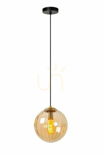 Verifica Lampă suspendată Lucide Monsaraz negru sticlă metal E27 25 cm 45493/30/62