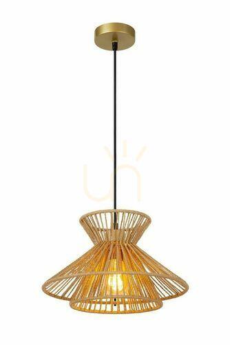 Verifica Lampă suspendată Lucide TASMAN Japandi lemn hârtie 32 cm 10420/32/72