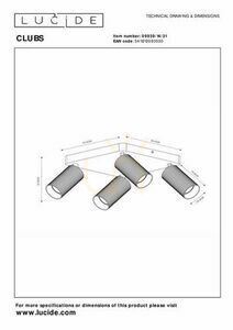 Plafonieră Lucide CLUBS alb 4xGU10 LED CCT 24 cm 09939/14/31 small 4