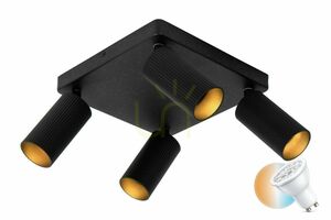 Plafonieră Lucide CLUBS neagră 4xGU10 LED CCT 24 cm 09939/14/30 small 0