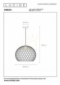Lampă suspendată Lucide DANZA aurie și alamă 40 cm metal E27 21428/40/02 small 6
