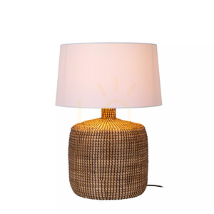 Lampă de masă Lucide AMBALA din iarbă de mare cu abajur alb din in, 64 cm, E27 10552/81/73 small 2