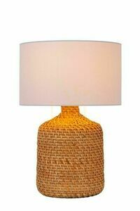 Lampă de masă Lucide ARRAH din ratan și in, Japandi, negru/lemn, 50 cm, 10553/81/73 small 0
