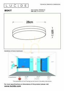 Plafonieră LED Lucide Biskit alb 28 cm IP44 18W 79111/30/31 small 4