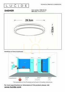 Plafonieră LED Lucide Dashers neagră IP44 29,3 cm 12W 79110/30/30 small 4
