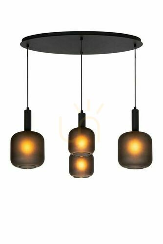 Verifica Pendul Lucide Eloise 4xE27 negru, metal și sticlă, 93 cm, 45405/04/30