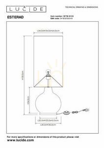 Lampă de podea Lucide Esterad E27 sticlă și material retro 100 cm 10719/81/53 small 3