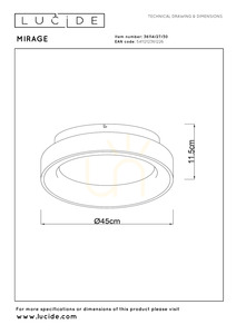 Plafonieră LED Lucide Mirage neagră 45 cm 33W 1400 lm 2700K 36114/27/30 small 3