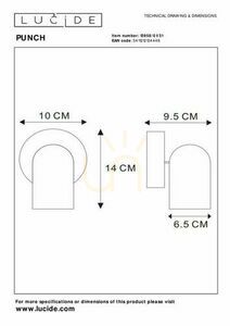 Spot Lucide PUNCH alb metal GU10 1 bec 13958/01/31 small 3