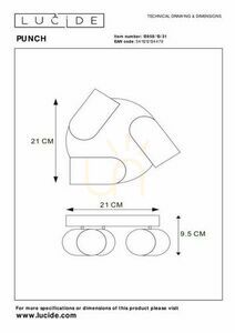Spot de tavan alb Lucide PUNCH, 3×GU10, Ø 21 cm, 13958/13/31 small 4