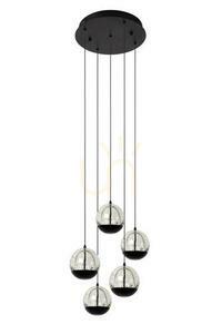 Pendul Lucide SENTUBAL negru LED 5 becuri sticlă metal 13498/24/30 small 1