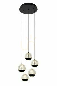Pendul Lucide SENTUBAL negru LED 5 becuri sticlă metal 13498/24/30 small 0