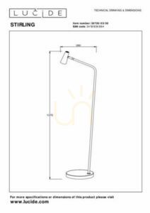 Lampă de podea cu acumulator Lucide Stirling 36720/03/30, LED 3 W 2700 K, 48 h autonomie, variator tactil, neagră 137,5 cm small 4