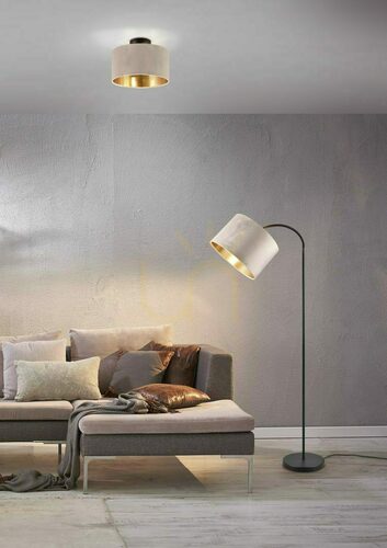 Verifica Lampadar Trio JULIETA cu abajur din catifea bej, negru E27 419090144