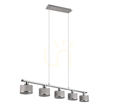Verifica Lampă suspendată Trio KAPRUN 311600506 crom și gri, 92 cm, 5×E14