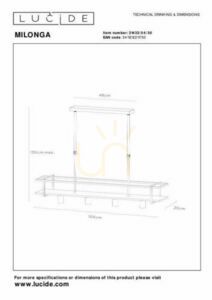 Lampă suspendată Lucide MILONGA negru lemn Japandi 4xE27 100 cm 21432/04/30 small 6