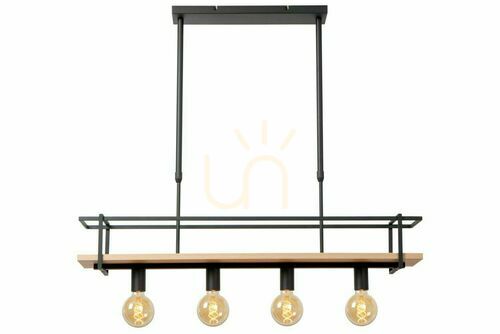 Verifica Lampă suspendată Lucide MILONGA negru lemn Japandi 4xE27 100 cm 21432/04/30