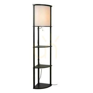 Lampă de podea cu rafturi Lucide MENNO 44798/81/30 neagră, abajur crem, 162,3 cm, E27 small 2