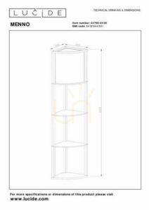 Lampă de podea cu rafturi Lucide MENNO 44798/81/30 neagră, abajur crem, 162,3 cm, E27 small 4