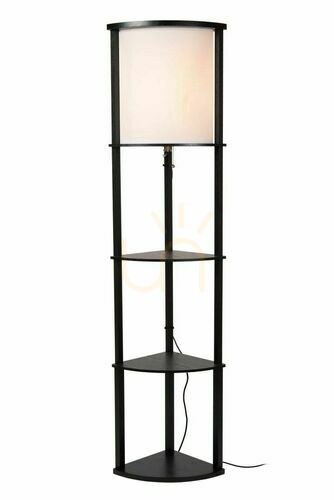Verifica Lampă de podea cu rafturi Lucide MENNO 44798/81/30 neagră, abajur crem, 162,3 cm, E27