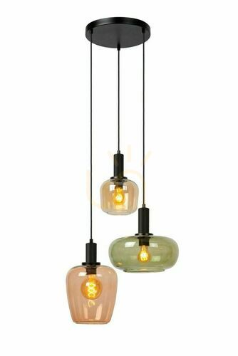 Verifica Pendul Lucide ILONA 3xE27 negru sticlă retro 45408/13/99