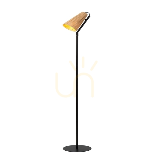 Verifica Lampă de podea Lucide Bensen Japandi ratan și metal, lemn negru, 152 cm