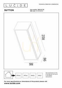 Aplica exterior Lucide SUTTON LED 2W neagra IP65 aluminiu modern 25,8 cm small 2