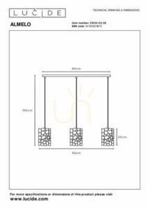 Lampă suspendată Lucide ALMELO negru-auriu metal modern 3xE27 small 5