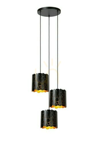 Verifica Pendul Lucide ALMELO negru-auriu metal, 3 becuri, E27, modern
