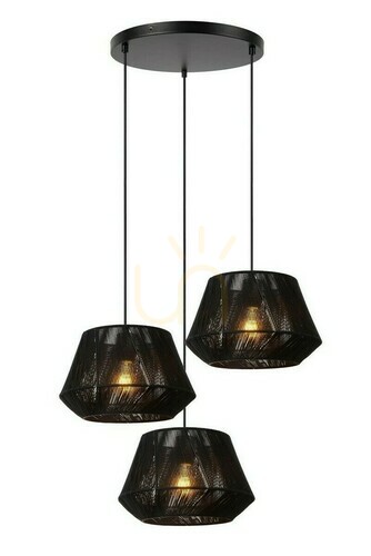 Verifica Lampă suspendată Lucide JESSICA neagră 3xE27 Japandi bumbac 35,5 cm