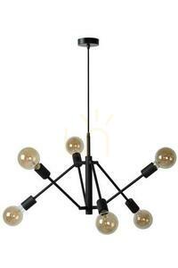 Lustră suspendată Lucide Lester 21424/06/30, negru, 6×E27 max 40 W, Ø76 cm, înălțime 65–177 cm small 1