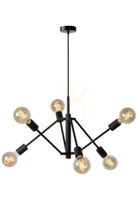 Lustră suspendată Lucide Lester 21424/06/30, negru, 6×E27 max 40 W, Ø76 cm, înălțime 65–177 cm small 0