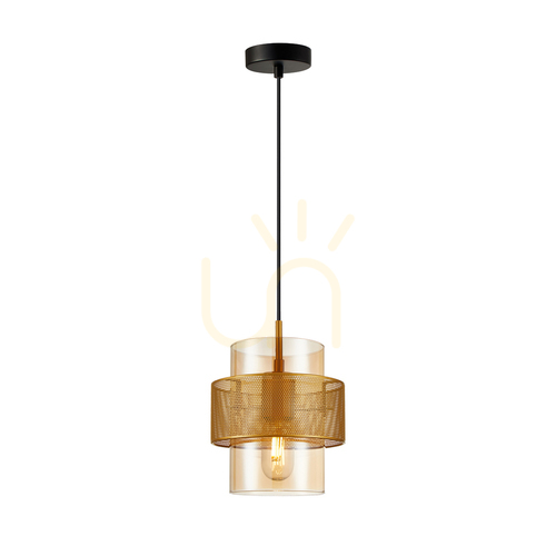 Verifica Pendul Italux Vinoti aur chihlimbar E27 D18 cm PND-22132-1S-GD-AMB