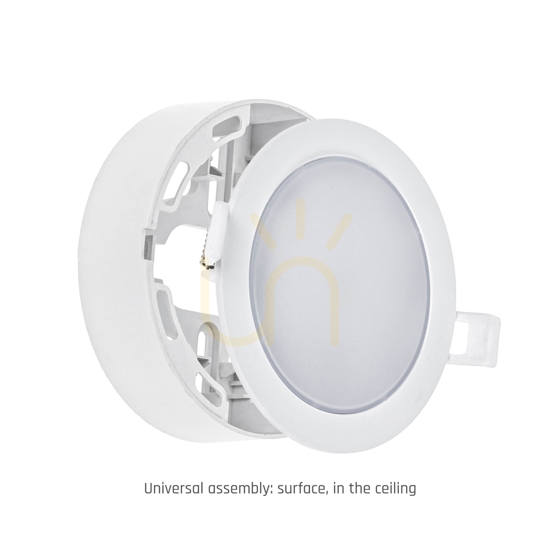 Spectacol Algine Eco 2w1 Downlight montat pe suprafață 6 W Nw 230 V 110st Ip20 Ik06 115x35mm alb rotund Algine Eco 2w1 Downlight montat pe suprafață 6 W Nw 230 V 110st Ip20 Ik06 115x35mm alb rotund