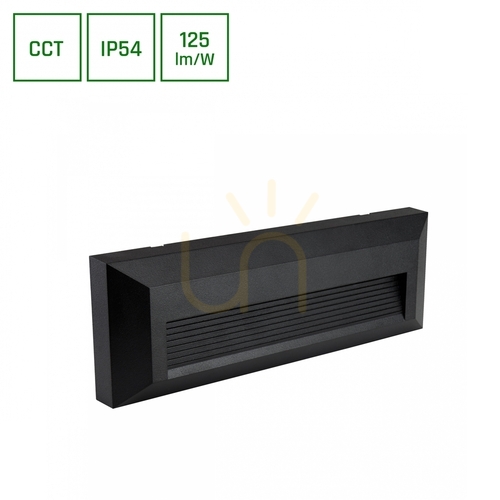 Verifica Encanta Asymmetric 6 W Cct 230 V Ip54 230x80x30 Mm Negru Fațadă montată la suprafață.