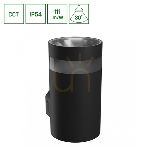 Verifica Torre Ring 9 W Cct 230 V Ip54 99x78x156 Mm Negru rotund fațadă unidirecțională.