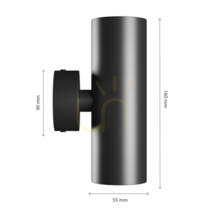 Squalla Variosa Tubo 2 Xgu10 Aplică 230 V Ip20 55 X160 X90 Mm Black Round. small 10