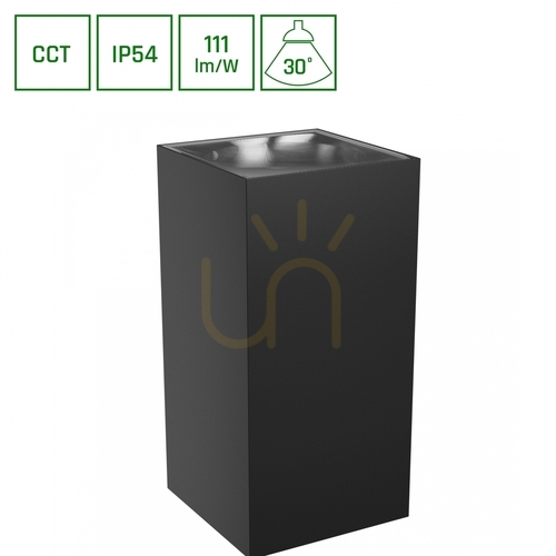 Verifica Torre 18 W Cct 230 V Ip54 99x78x162 Mm Negru Square Fațadă cu două căi.