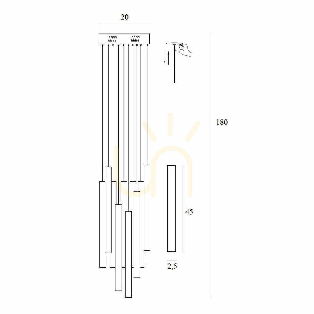 previzualizare Lampa suspendată Max Light Organic P0524D 10 lumini auriu periat LED dimabilă Lampa suspendată Max Light Organic P0524D 10 lumini auriu periat LED dimabilă