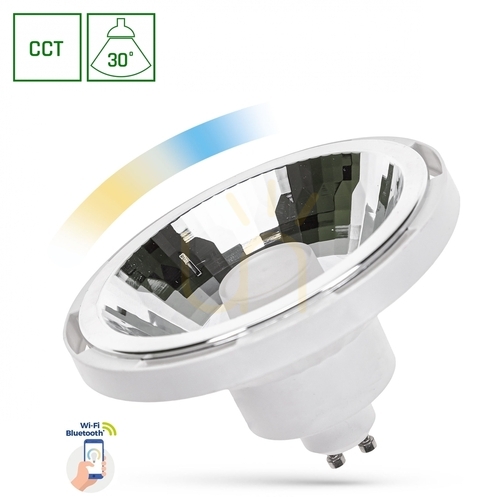 Verifica LED AR111 GU10 SMD 230V 10W WHITE 30st CCT+DIM Wi-Fi/BT Spectrum SMART