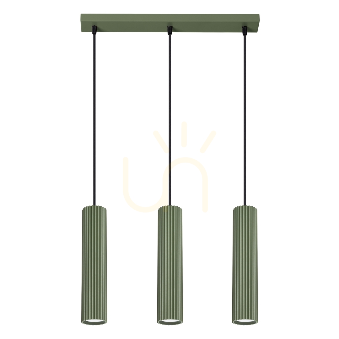 Lampă suspendată KARBON 3L CCT - verde măslin - Sollux