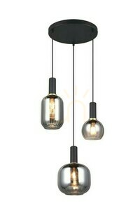 Lampă suspendată Trio DIVA 319830332, 3 × E27, negru mat și sticlă cromată small 0