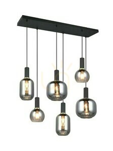 Lampă suspendată Trio DIVA 319800632, negru mat, sticlă cromată, 6 × E27 small 0