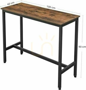 Masă de bucătărie dreptunghiulară100x40x90cm negru/maroșu stejar rustic LBT010B01 small 1