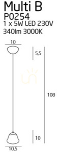 Lampă suspendată Max Light Multi P0254 albă 18 cm LED 5W metal și sticlă small 1