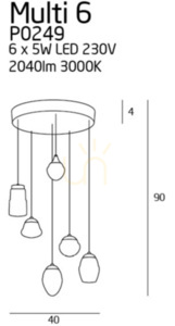 Lustră suspendată Max Light Multi 6 albă LED 6x5W 52 cm P0249 small 1